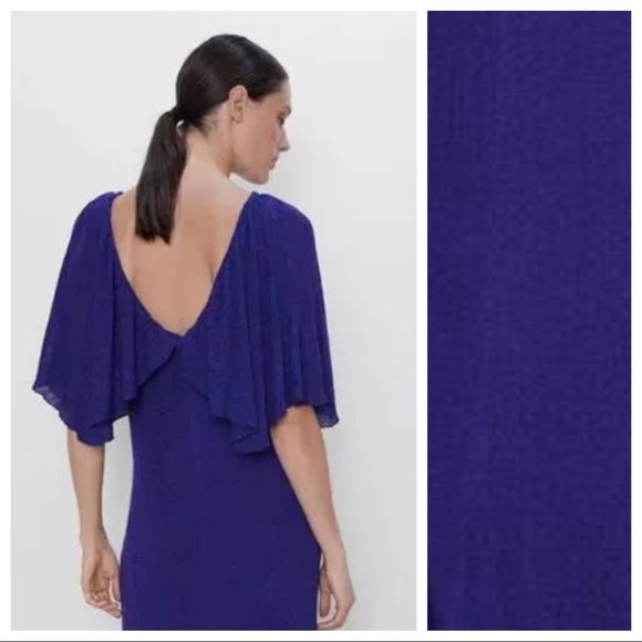 NWT. Zara Purple Metallic Thread Dress. Size M. - Picture 6 of 11